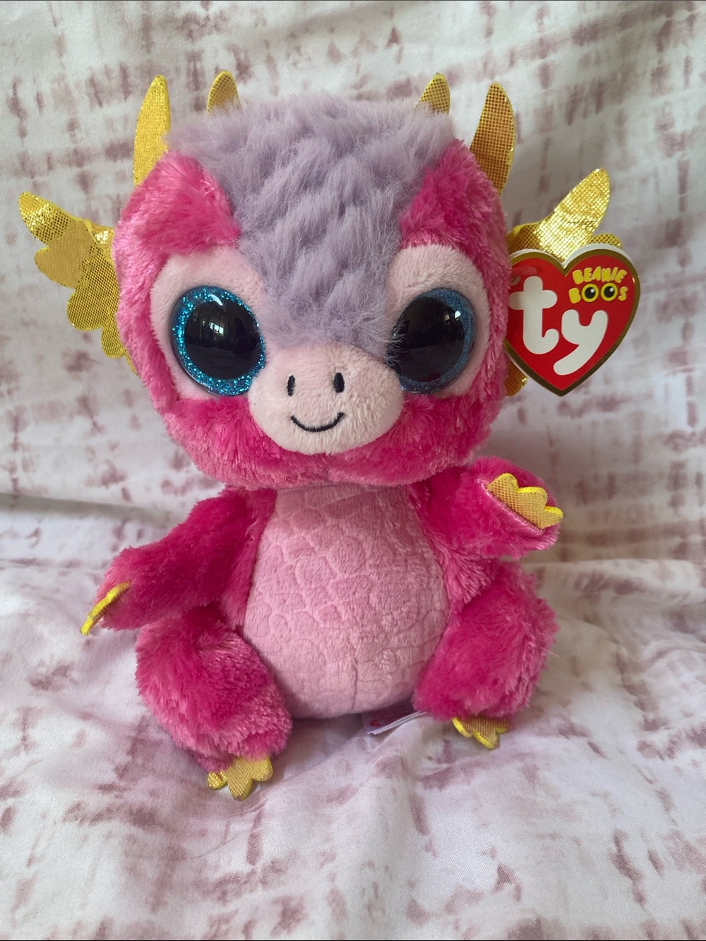 Ty Beanie Boos MIA the Pink & Gold Dragon 6" NEW MWMTs Plush Stuffed Animal Toy